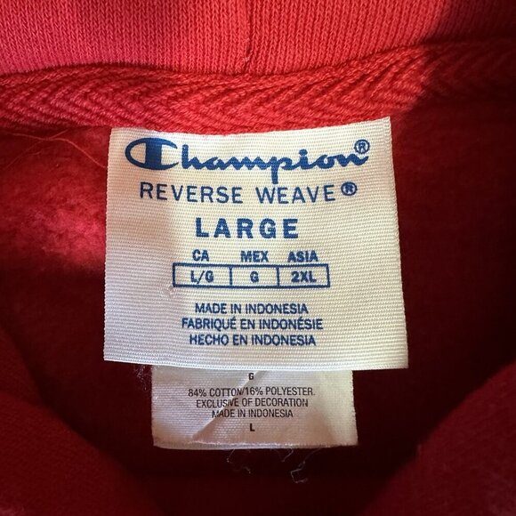 Champion Reverse Weave Hoodie Sweatshirt Large Red Eagle Fang Cobra Kai Karate - Picture 4 of 8